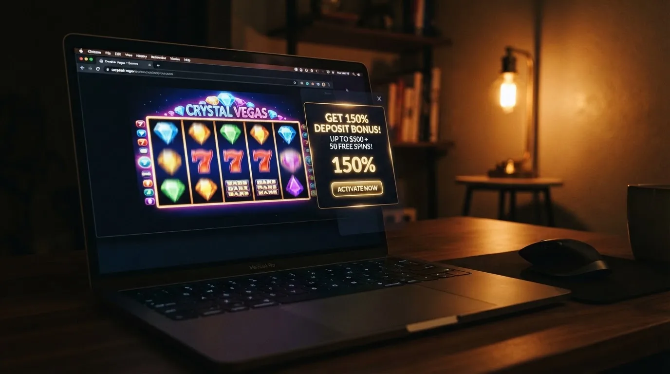 Nahaufnahme eines Bildschirms mit einer Bonusanzeige neben einem Spielautomaten-Fenster.